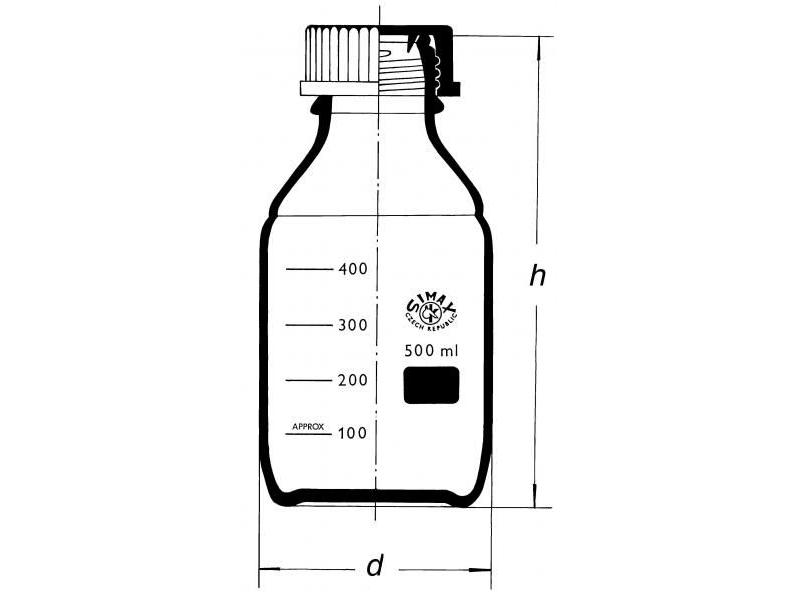 Reagenčná fľaša GL45 2000 ml, červený uzáver, Retrace Code, 2070/R