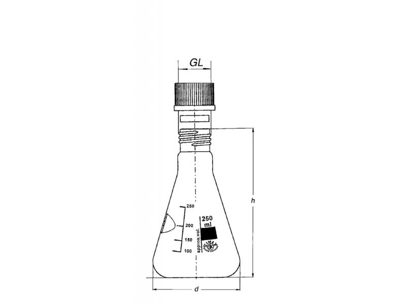 Banka kužeľová 8023/ 500ml so závitom GL32, modrý PP uzáver