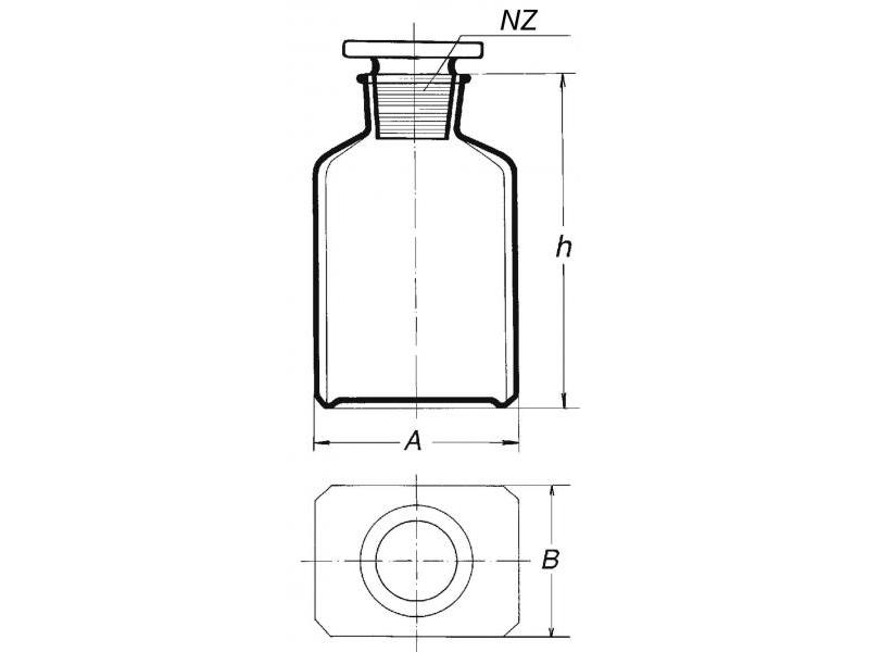 Fľaša hranatá 100 ml hnedá, 2043