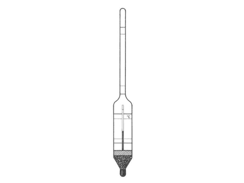 Hustomer na mlieko 1025-1035 delenie 0,5kg/m3 s teplomerom, vhodný na overenie