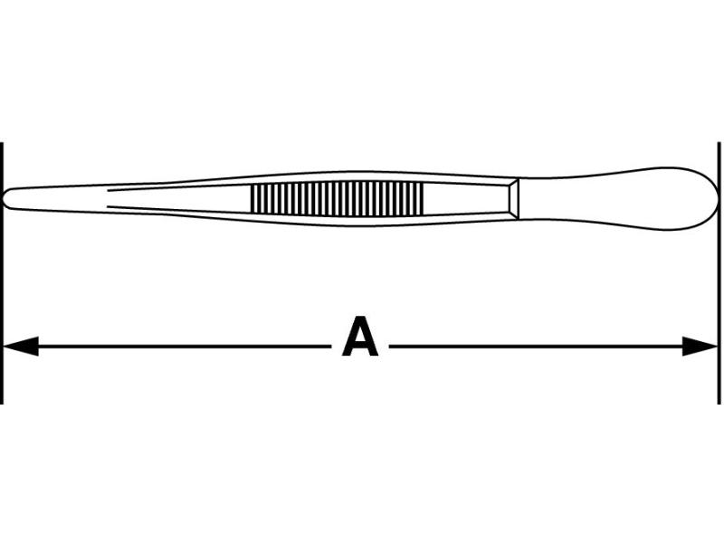 Pinzeta nerez priama 250 mm, guľatá čeľusť