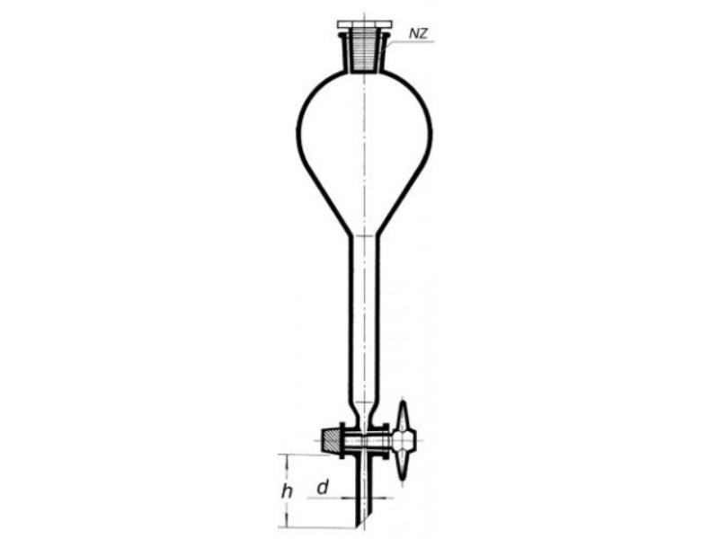 Lievik deliaci Gilson 250 ml, PTFE kohút PE zátka 2393