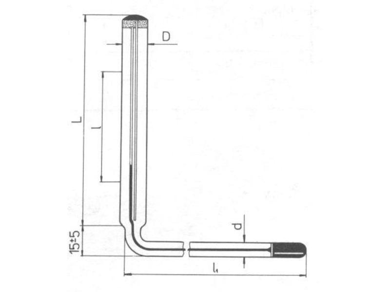 Teplomer technický 0+160°C l=100mm, uhlový