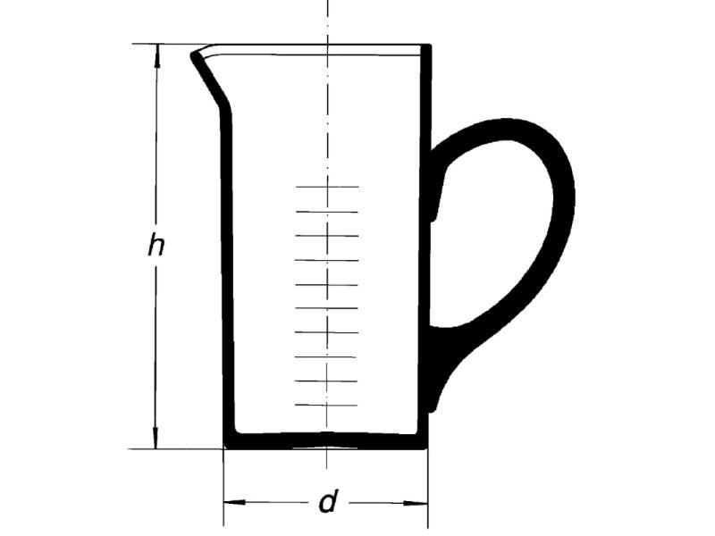 Džbán odmerný valcovitý 100ml so stupnicou a uchom, 1681