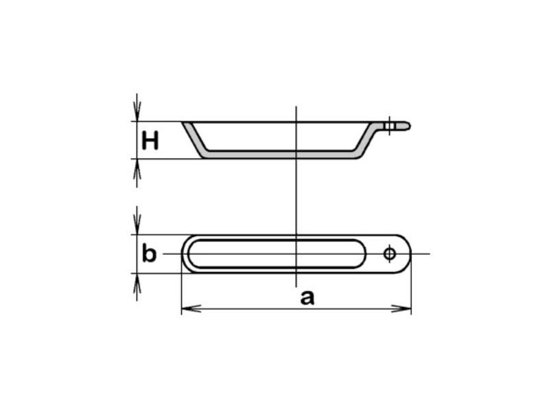 Lodička spaľovacia s uškom 103x14x9 mm, 214/3