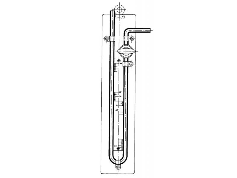 Manometer plechová doska 500-0-500ml, 7236