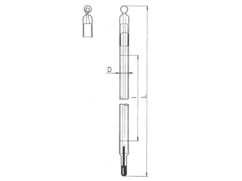 Teplomer obalový -10+150°C, delenie 0,5°C, dĺžka 340 mm